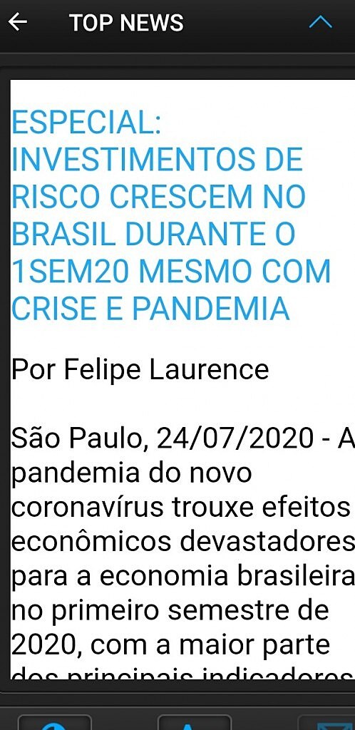 Investimentos de risco crescem no Brasil durante 1SEM20 mesmo com crise e pandemia